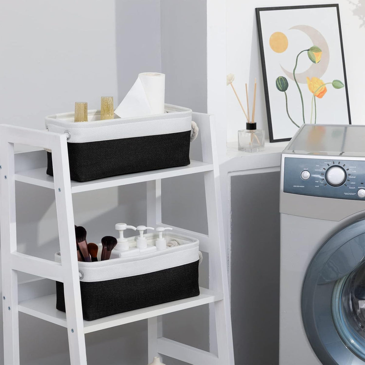 DULLEMELO Toilet Paper Storage Basket, Toilet Paper Basket for Back of Toilet, Bathroom Storage