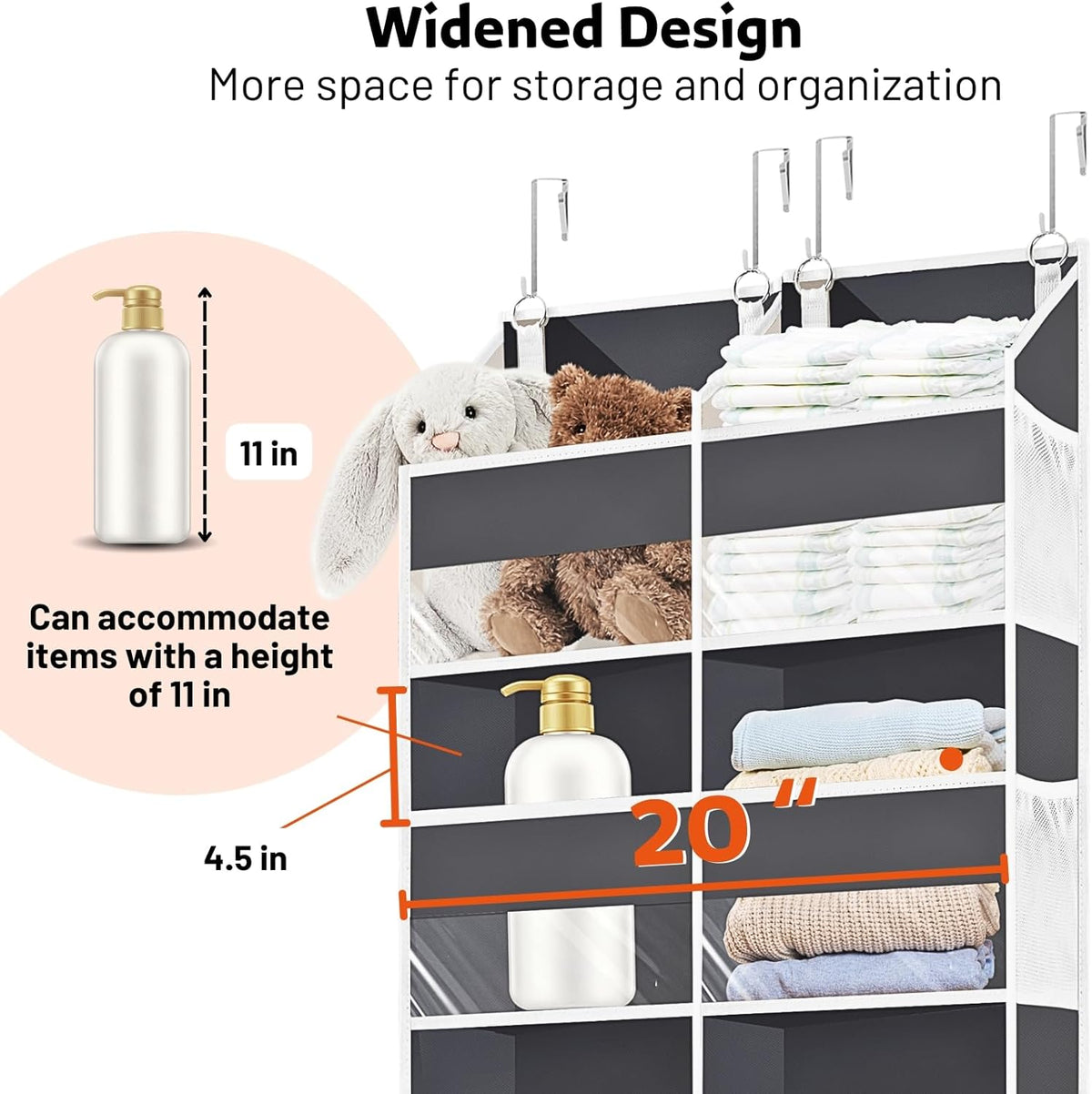 2 Pack Over the Door Organizer 5 Tiers, Extra Large Behind Door Storage of 10 Compartments, 80 lbs