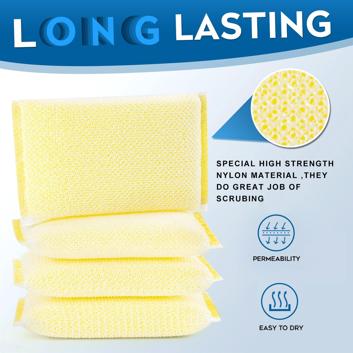 All-Purpose Non Scratch Sponges，Sponges Kitchen for Washing and Cleaning Dishes, Non-Stick