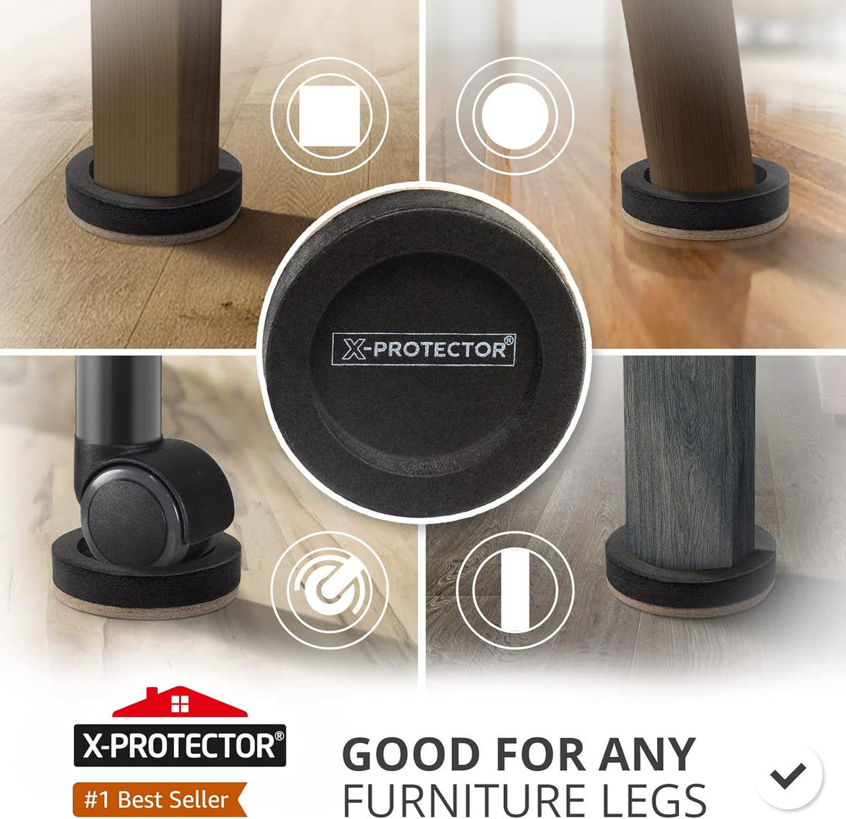Felt Furniture Sliders for Hardwood Floors X-PROTECTOR 16 PCS 3 ½” - Furniture Slider with Unique