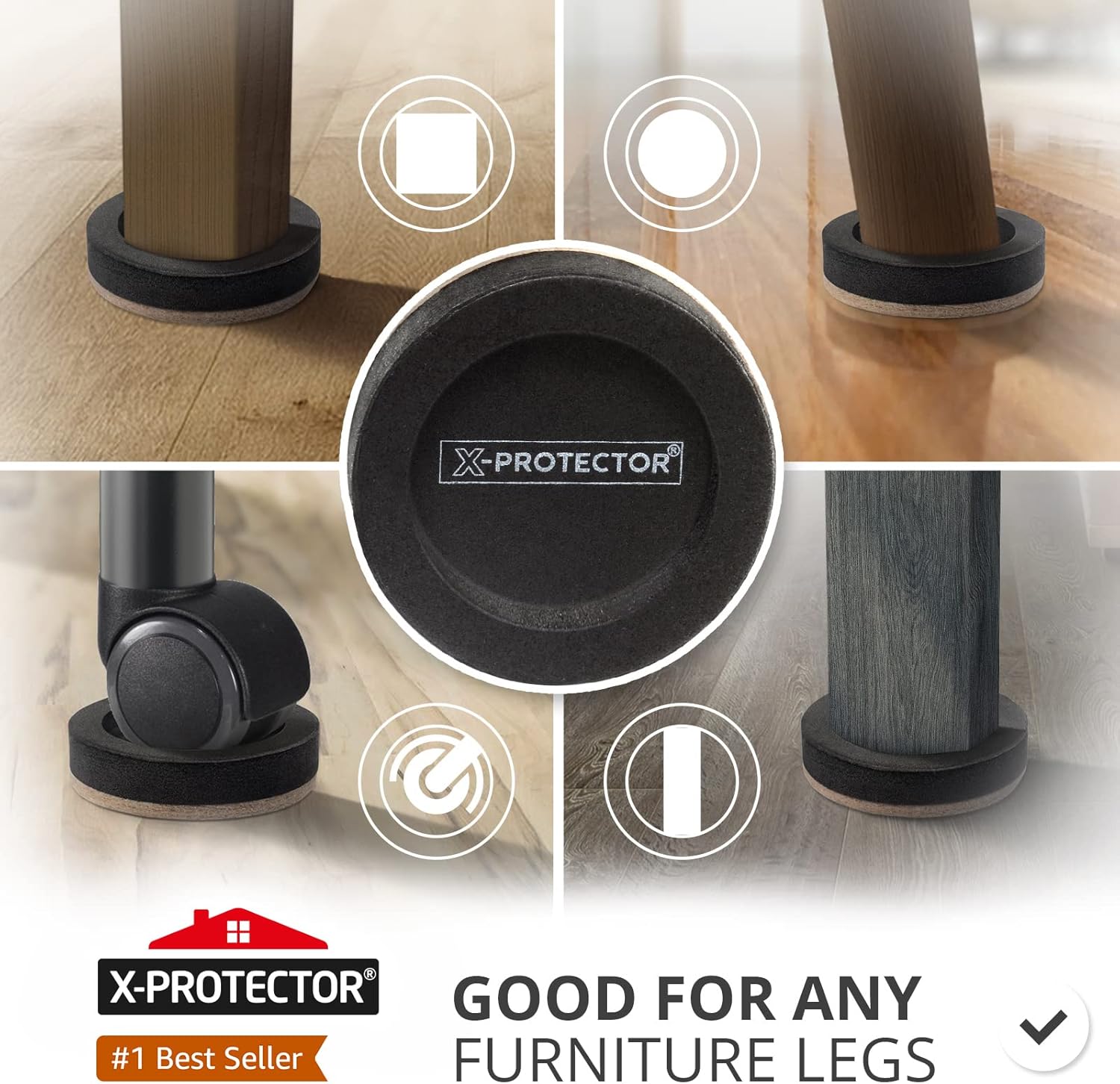 Felt Furniture Sliders for Hardwood Floors X-PROTECTOR 16 PCS 3 ½” - Furniture Slider with Unique