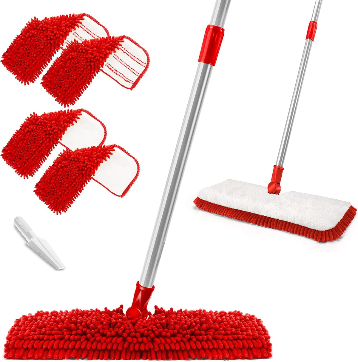 MASTERTOP Microfiber Mop for Floor Cleaning, Hardwood Dust Mop, Wet Mopping with 4 Washable