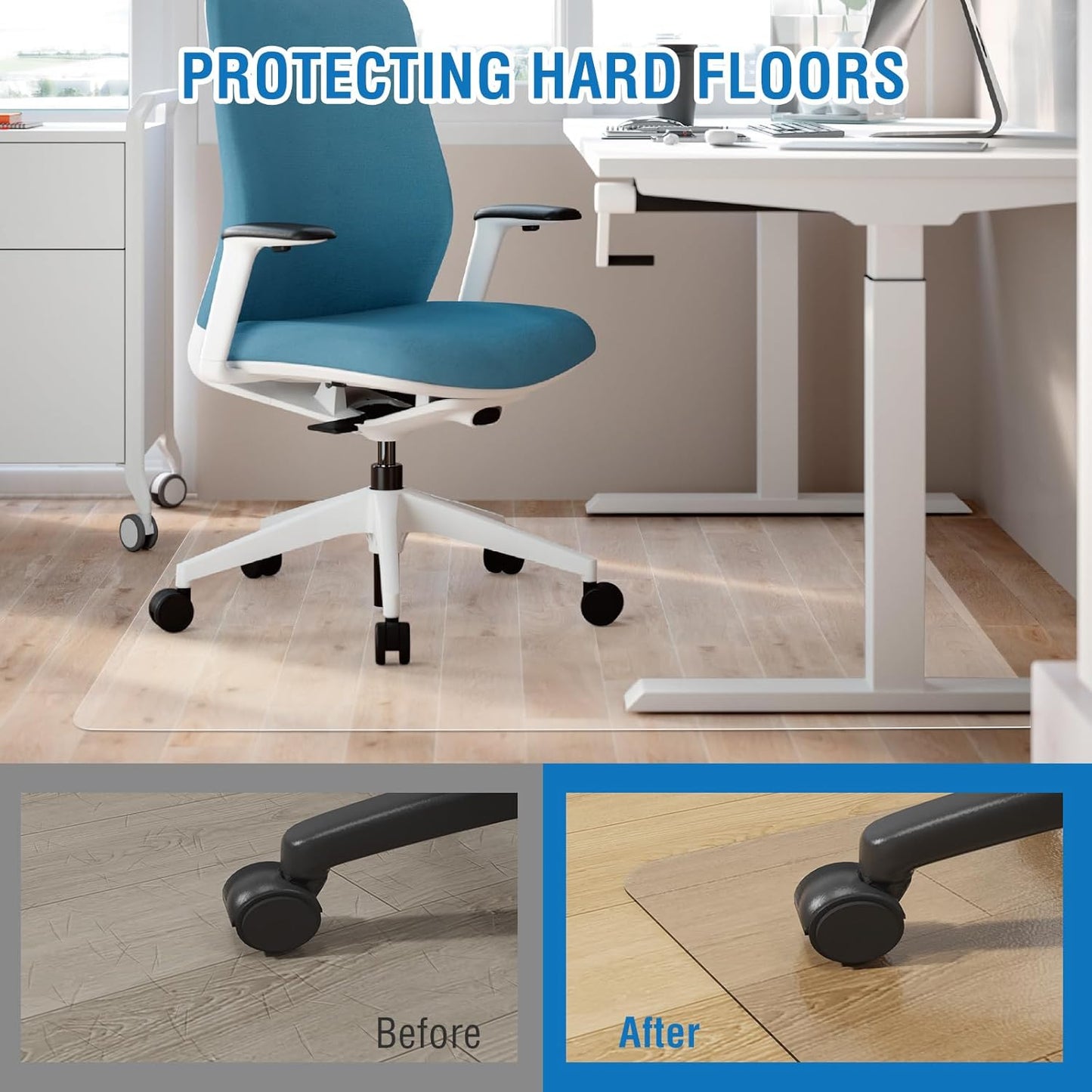 Clear Chair Mat, FUNMAT 36" x 28" Chair Mat for Hard Floors, Vinyl Floor Mat for Home Office