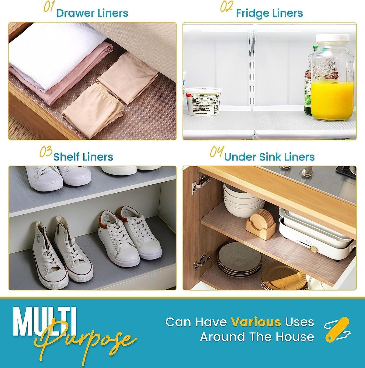 Shelf Liner Drawer Liner for Kitchen Cabinets Non-Adhesive by Linda’s Essentials (12 x 120 Inches)