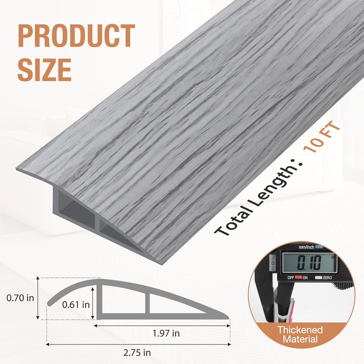 Floor Transition Strip Self Adhesive Vinyl Door Threshold for Doorways Carpet Edging Trim Overlap