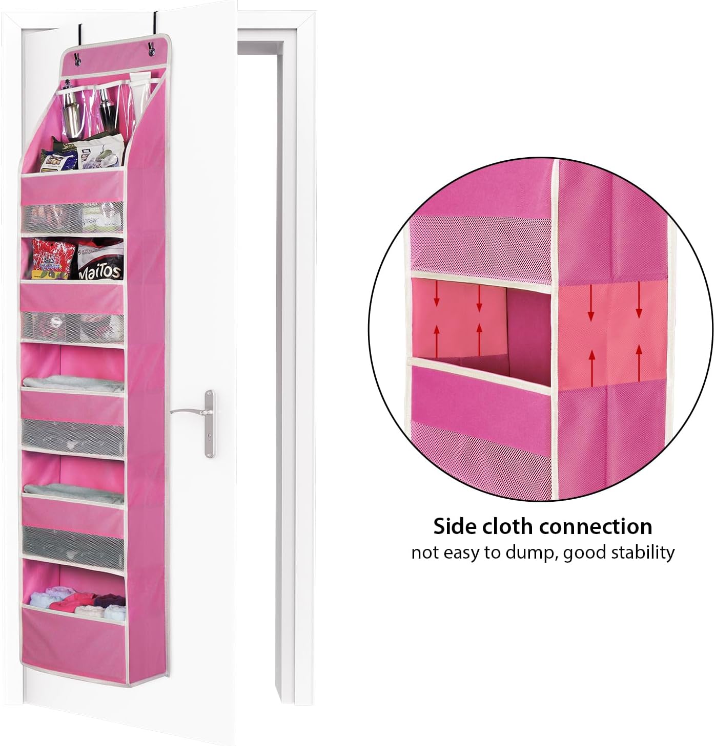 Univivi 6-Shelf Over Door Hanging Organizer Fabric Baby Door Storage with 5 Large Pockets and 3