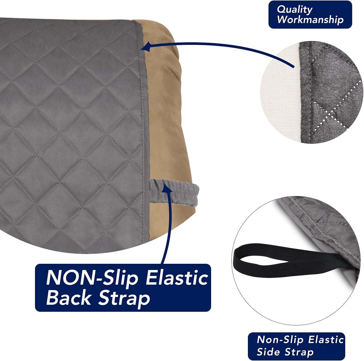 PureFit Reversible Quilted Sofa Cover, Water Resistant Slipcover Furniture Protector, Washable