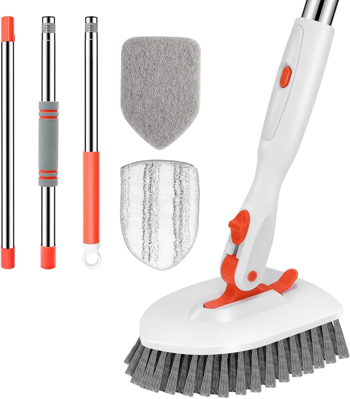 SetSail Floor Scrub Brush, 3-In-1 Tile Tub Floor Scrubber with 52-inch Adjustable Long Handle