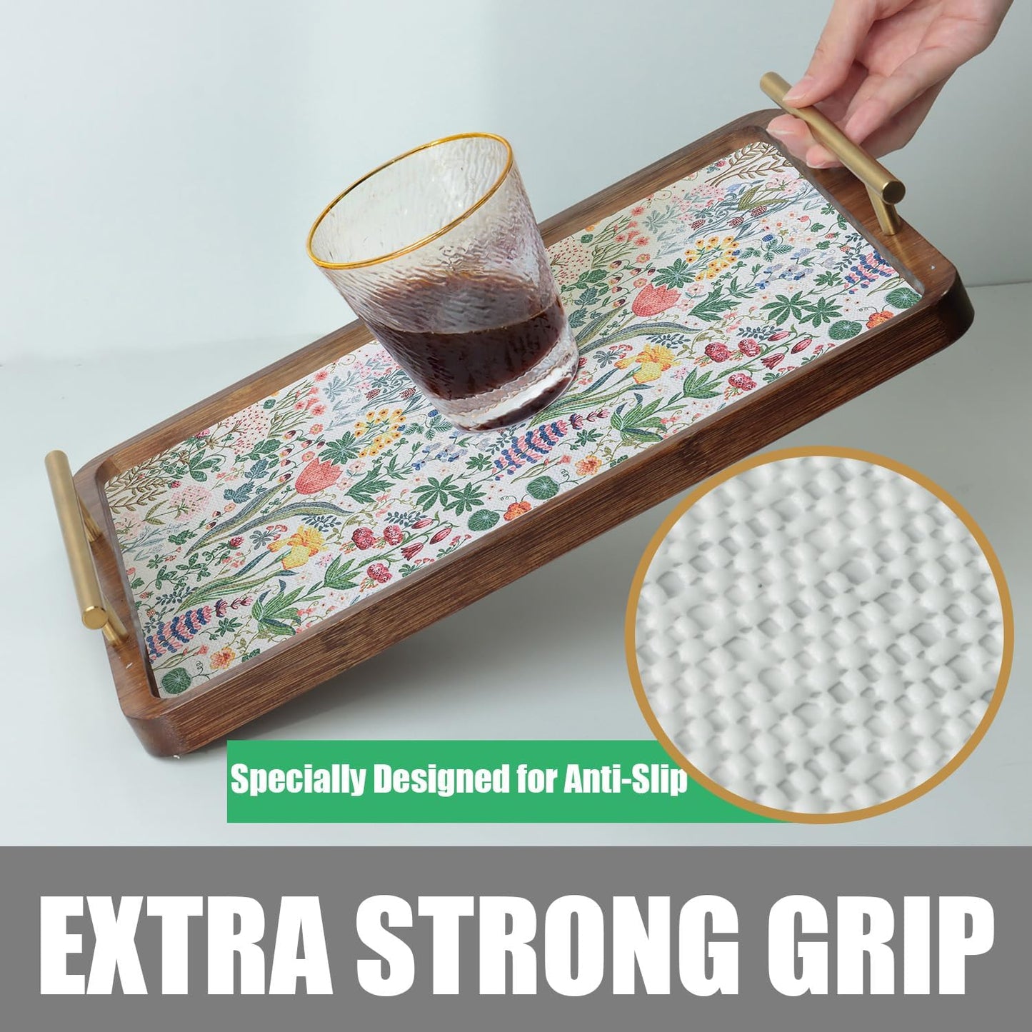 Floral Shelf Drawer Liners, Non Adhesive and Strong Non-Slip Colorful Cabinet Drawer Shelf Liners
