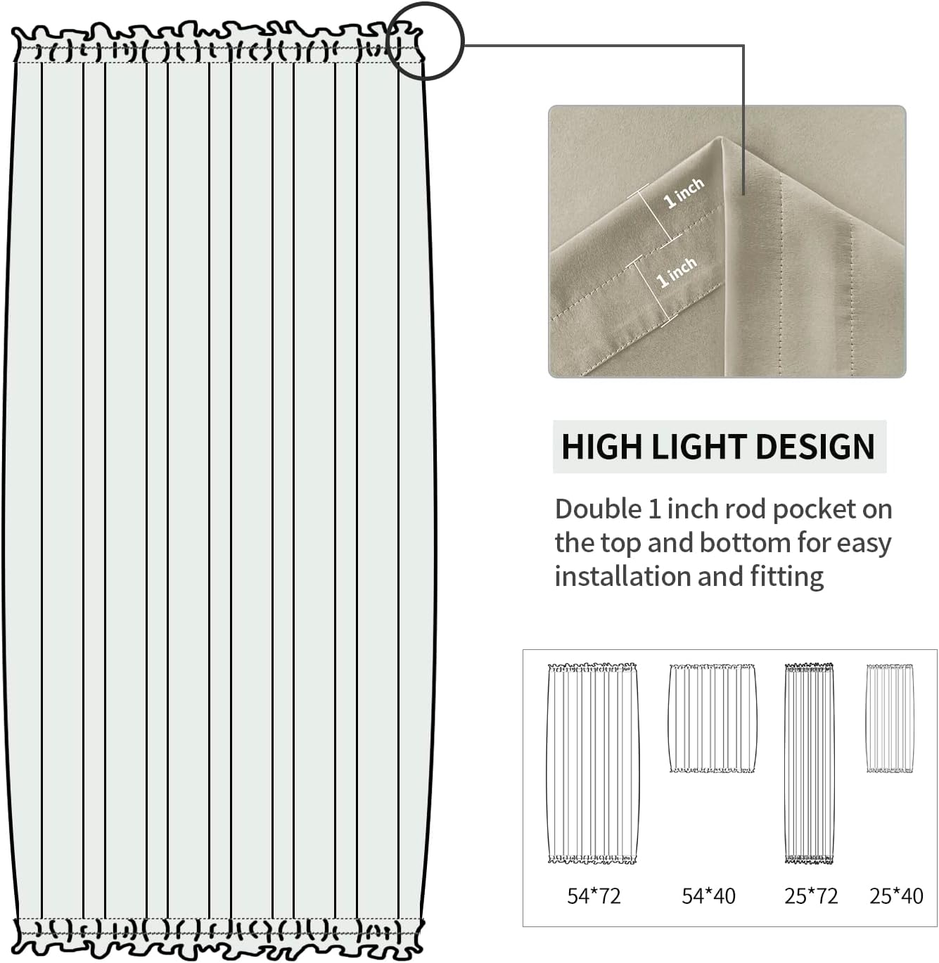 DWCN French Door Curtains – Rod Pocket Thermal Blackout Curtain for Doors with Glass Window