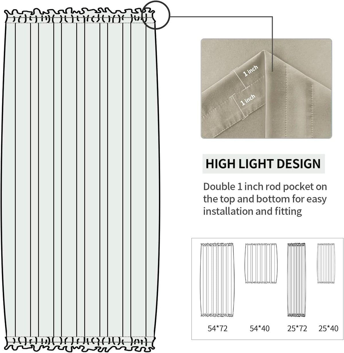DWCN French Door Curtains – Rod Pocket Thermal Blackout Curtain for Doors with Glass Window