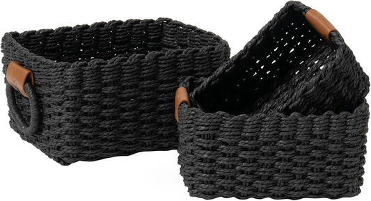 LA JOLIE MUSE Small Wicker Baskets for Organizing, Recycled Paper Rope Storage Basket Container