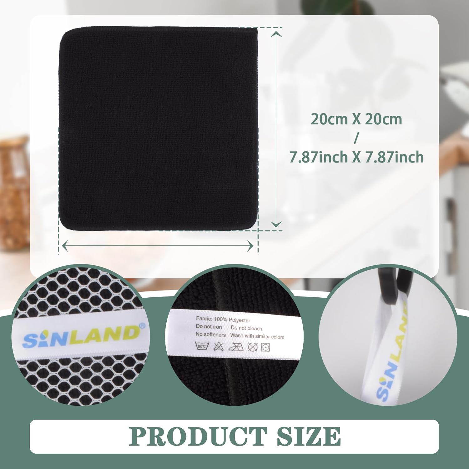 SINLAND Microfiber Dish Cloth for Washing Dishes Dish Washing Rags Best Kitchen Washcloth Cleaning