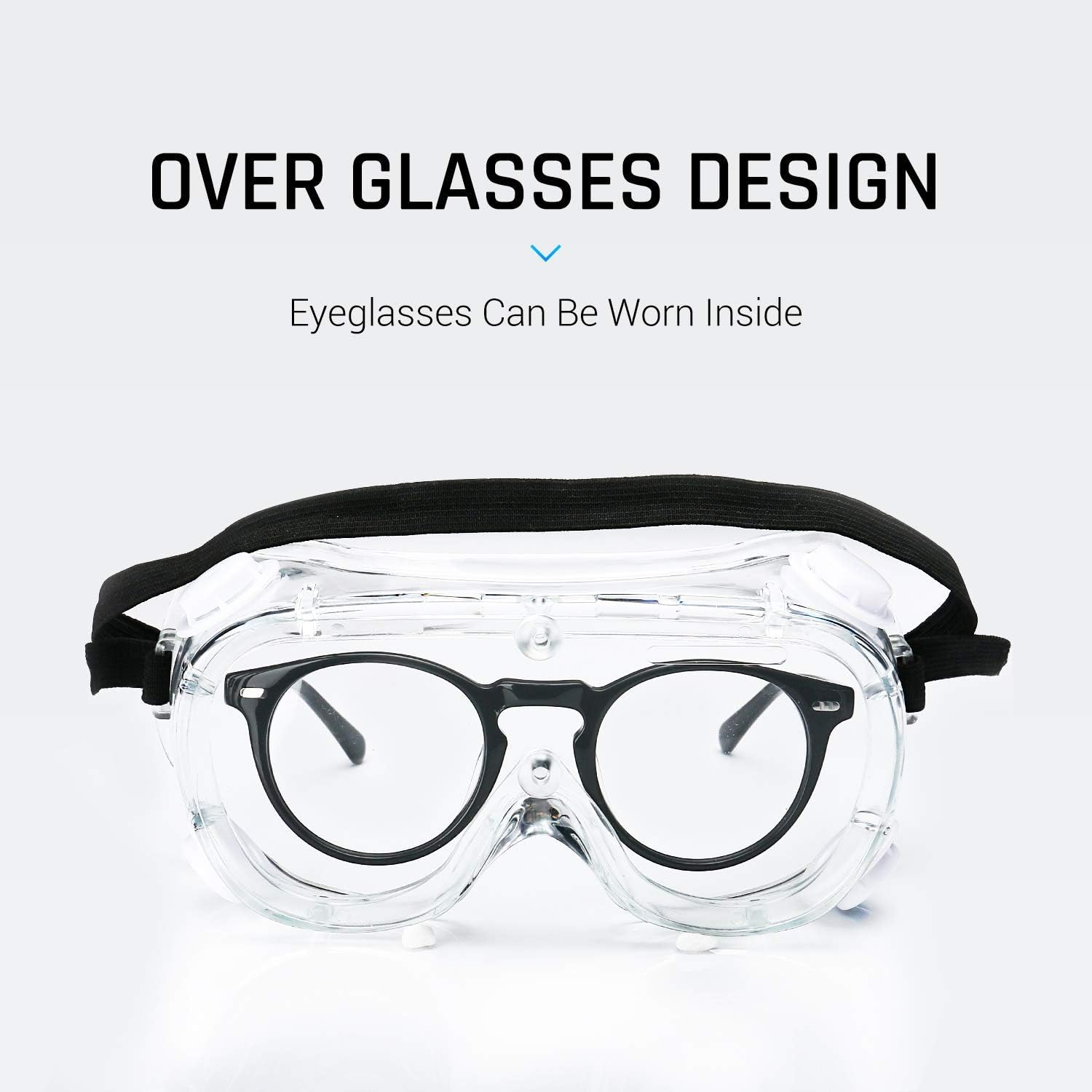 Safety Goggles Medical Goggles Fit Over Eyeglasses Anti-Fog Safety Glasses Clear Lab Goggles