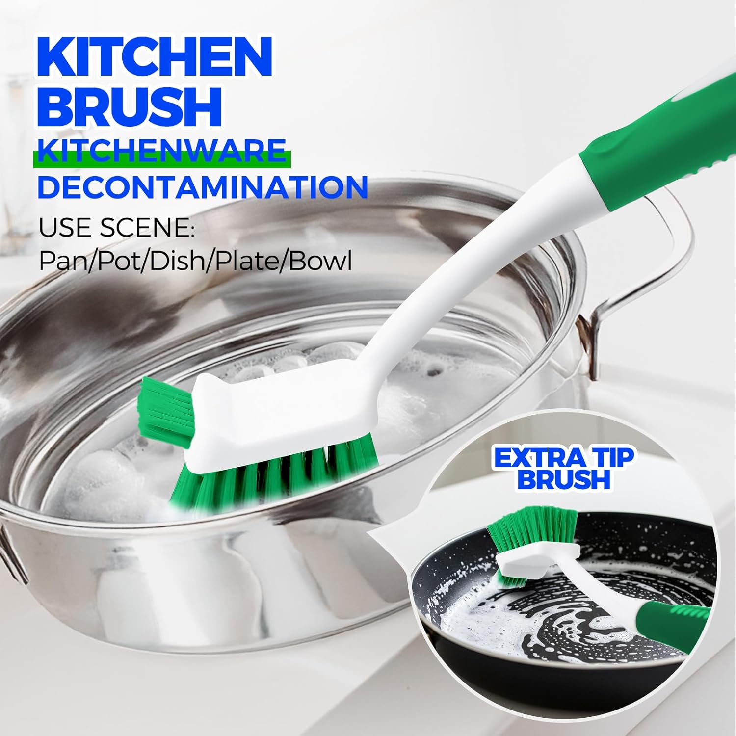 Holikme Cleaning Brush Set for Household Use, Scrub Brush, Kitchen Brush, Tile Lines Brush for