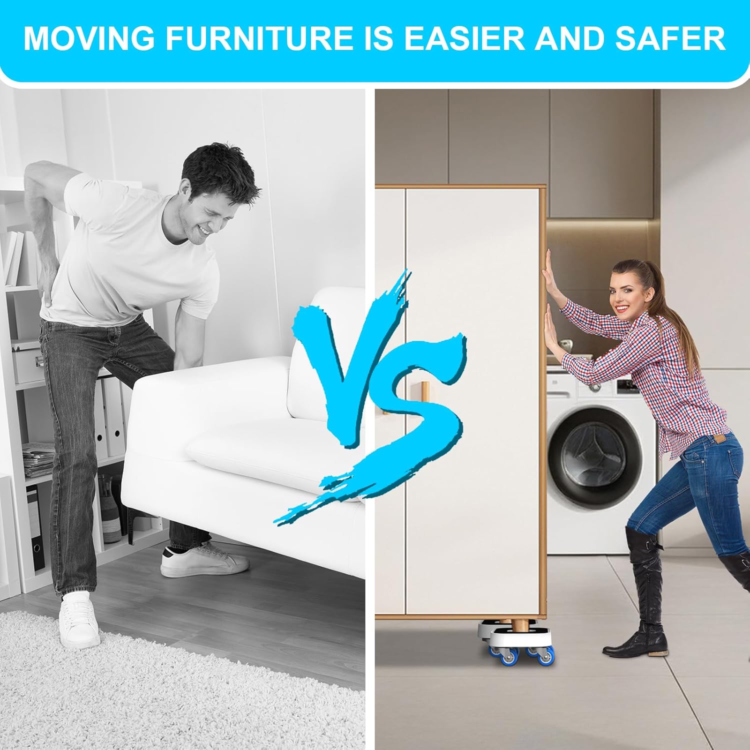 New Upgrade Furniture Sliders, Furniture Dolly with 360° Rotatable Wheels, Furniture Movers for