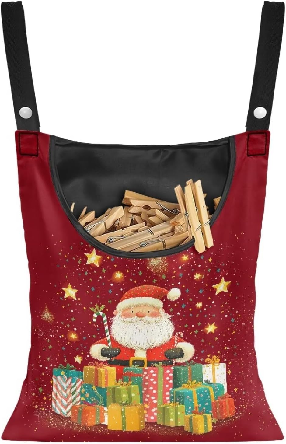 Christmas Santa Claus Clothespin Organizer Bag Shell Beach Clothespin Bags with Hanging Hook