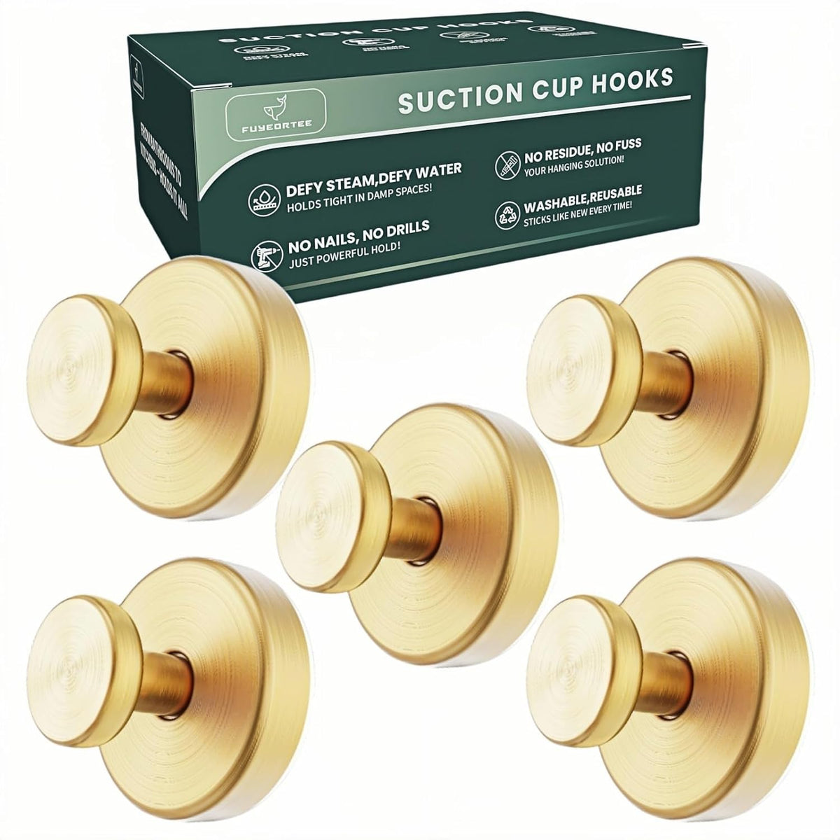 2025 Upgraded Stainless Steel Heavy Duty Suction Cup Hooks for Shower Bathroom Accessories
