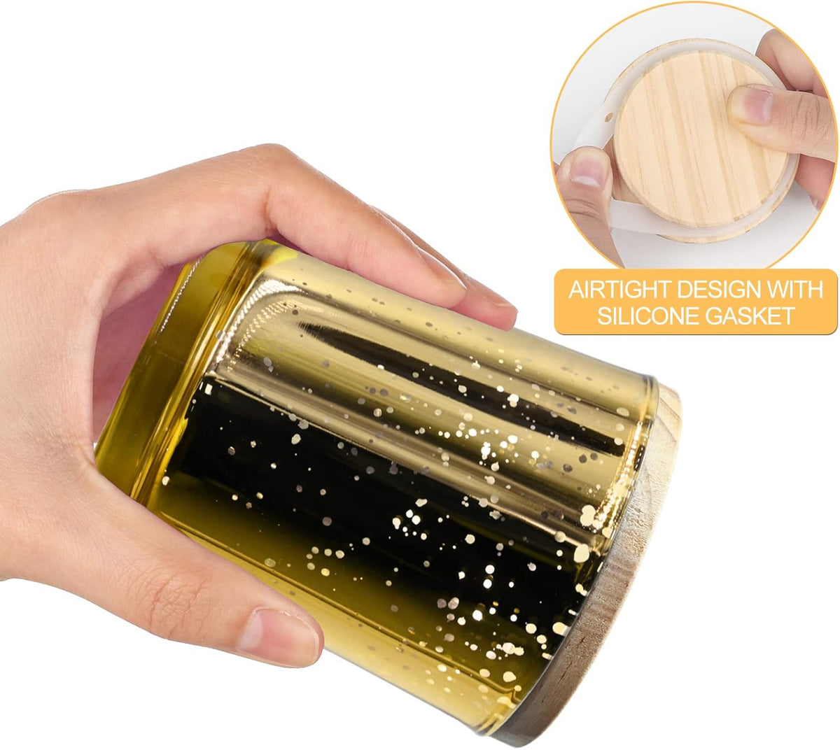 Thick Candle Jars for Making Candles 12 Pcs, 7 OZ Empty Jars with Wood Lids for Candle Making