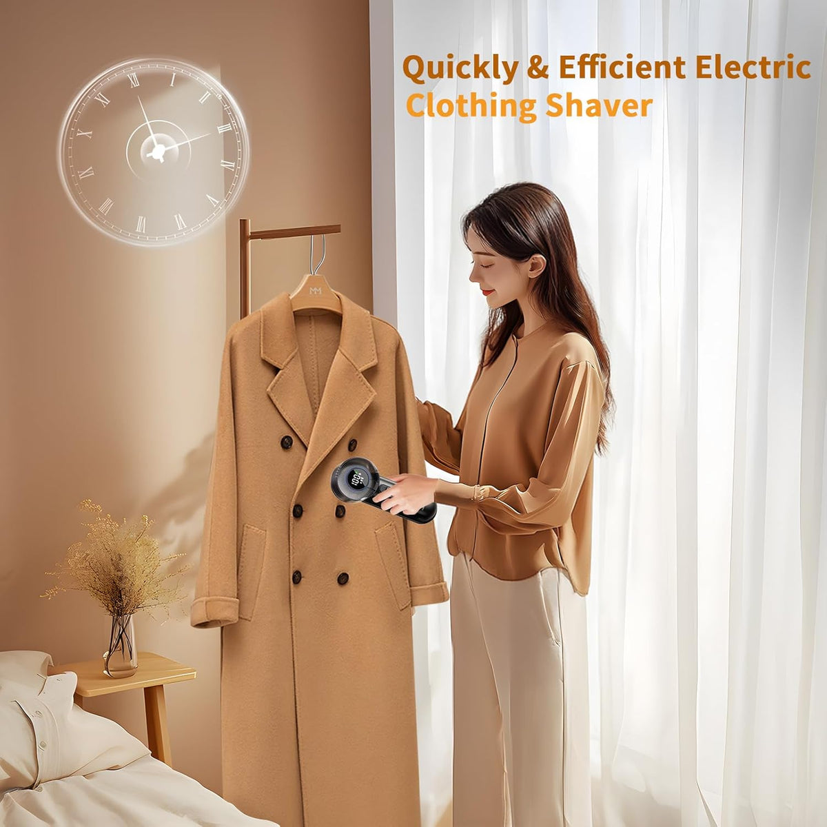coldSky Electric Fabric Shaver & Lint Remover, Rechargeable Portable 3-Speed LED Digital Display