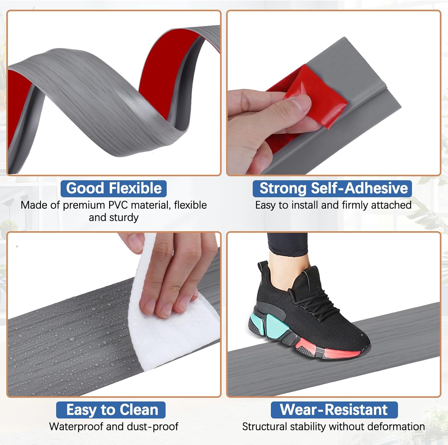 Vinyl Door Threshold Flooring Transition Strip Self Adhesive Carpet Edging Strip for Laminate