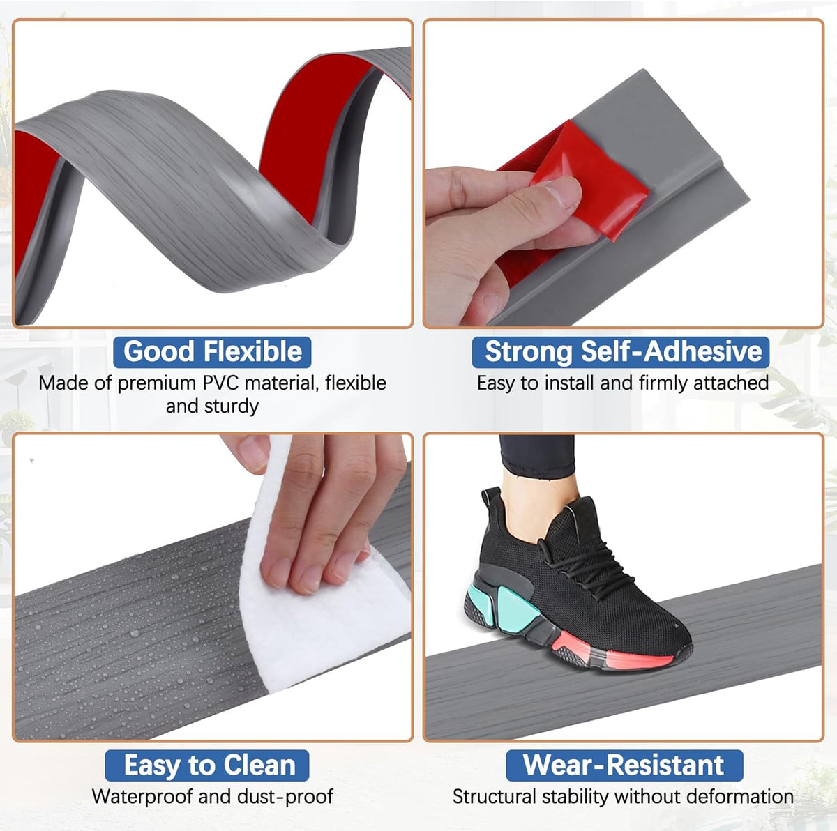 Vinyl Door Threshold Flooring Transition Strip Self Adhesive Carpet Edging Strip for Laminate