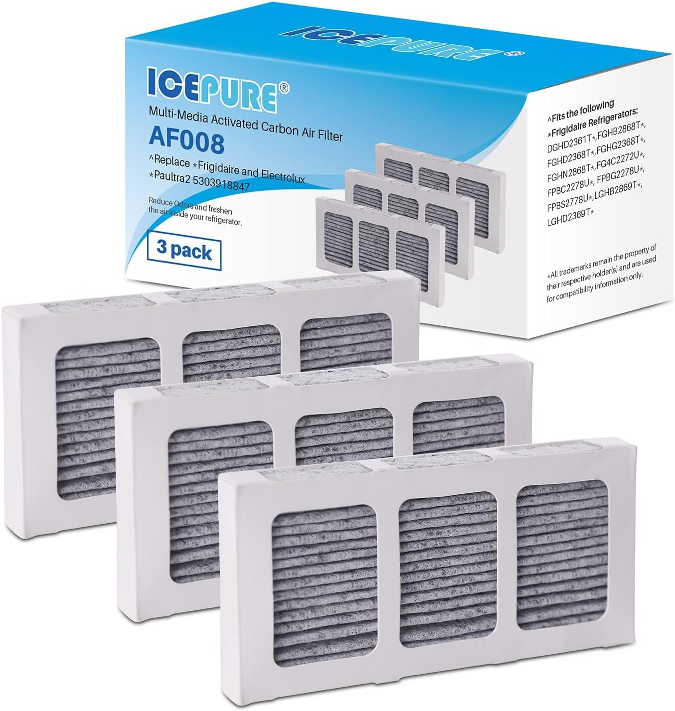 ICEPURE AF008 Compatible with Pureair Ultra 2 Refrigerator Air Filter, Pure Air Ultra 2, Pureair