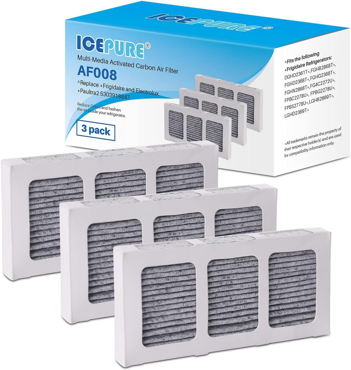 ICEPURE AF008 Compatible with Pureair Ultra 2 Refrigerator Air Filter, Pure Air Ultra 2, Pureair