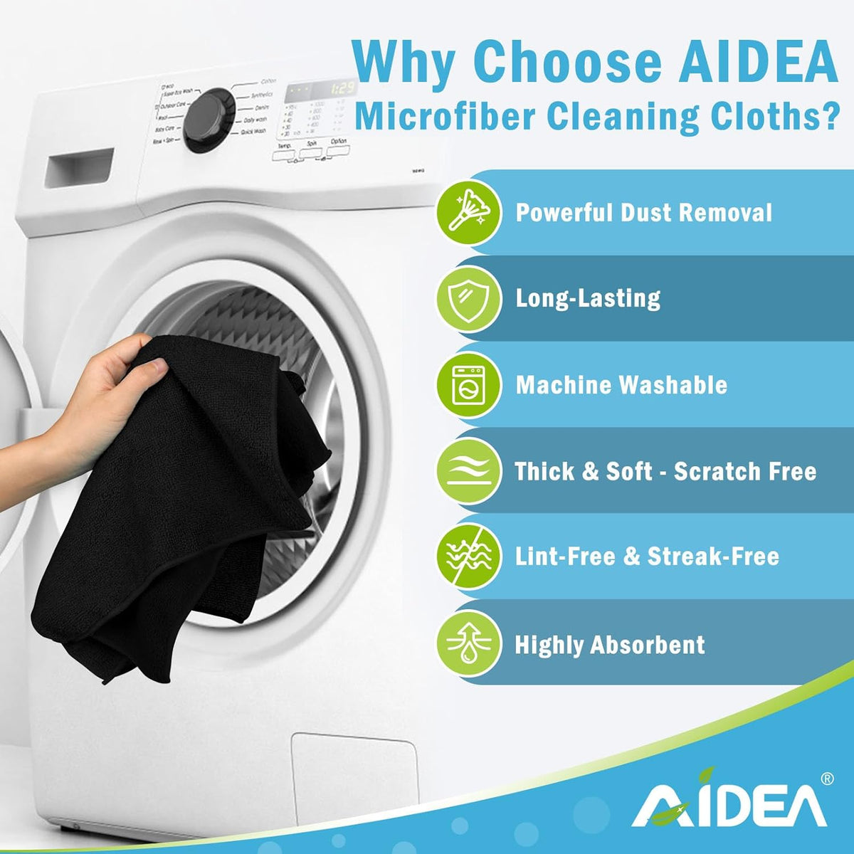 AIDEA Microfiber Cleaning Cloth-12PK, Soft Microfiber Towels for Cars, Absorbent Cleaning Rags