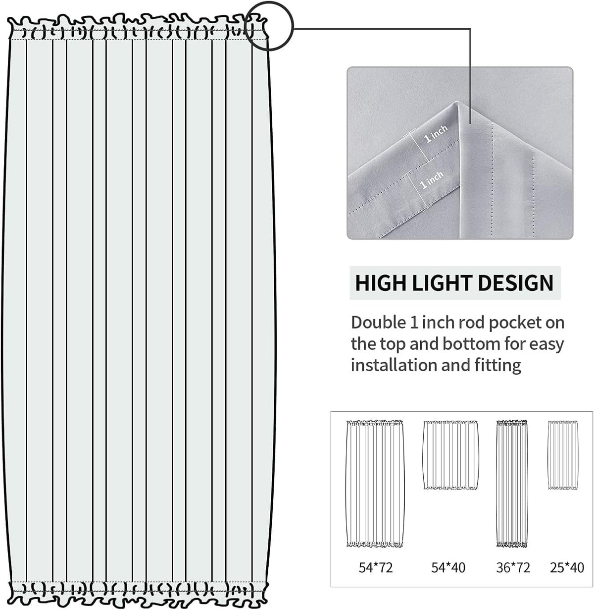 DWCN French Door Curtains – Rod Pocket Thermal Blackout Curtain for Doors with Glass Window