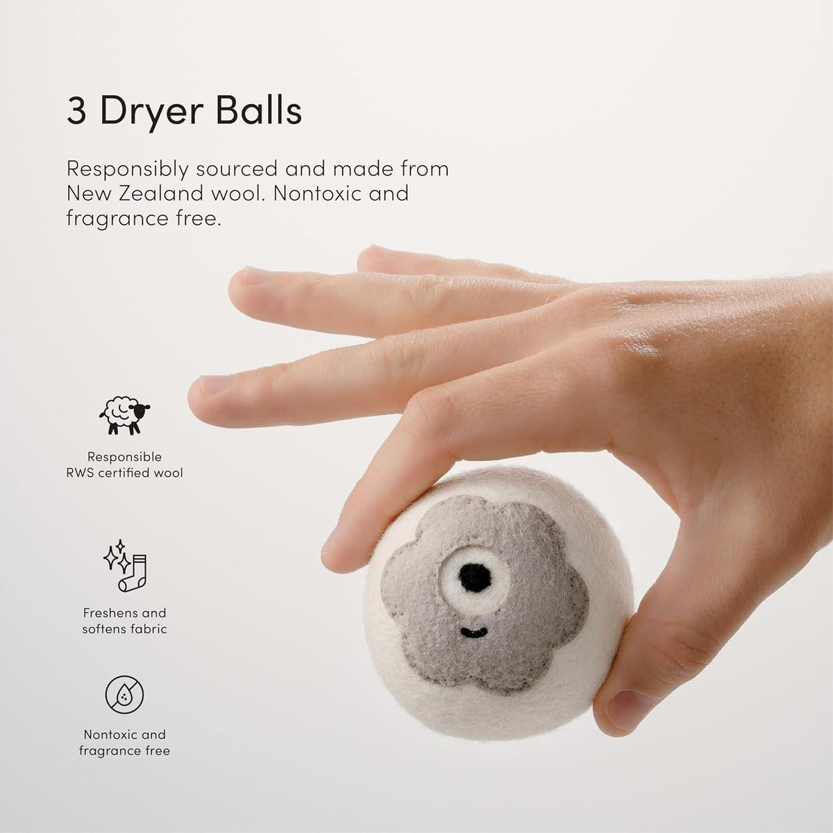 Dirty Labs | 100% New Zealand Wool Enzyme Buddies Dryer Balls | 3 Balls | Shorten Drying Time |
