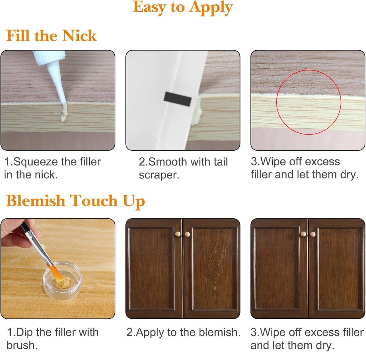 SEISSO Furniture Repair Kit 50 Pcs, 24 Colors Wood Fillers, Wood Paint, Wood Repair Kit, Wood Touch