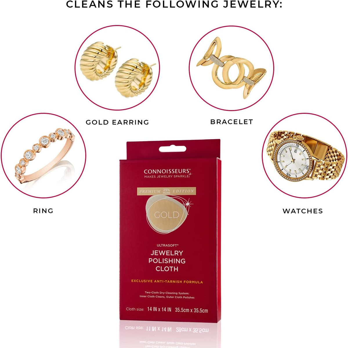 CONNOISSEURS Premium Edition Extra Large Polishing Cloth for Gold Jewelry - Ultrasoft Fabric with