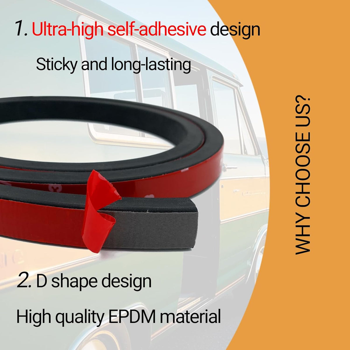 Rubber Weather Stripping, Rectangle Foam Seal Strip, Rubber Gasket for for Auto, Boat, Garage