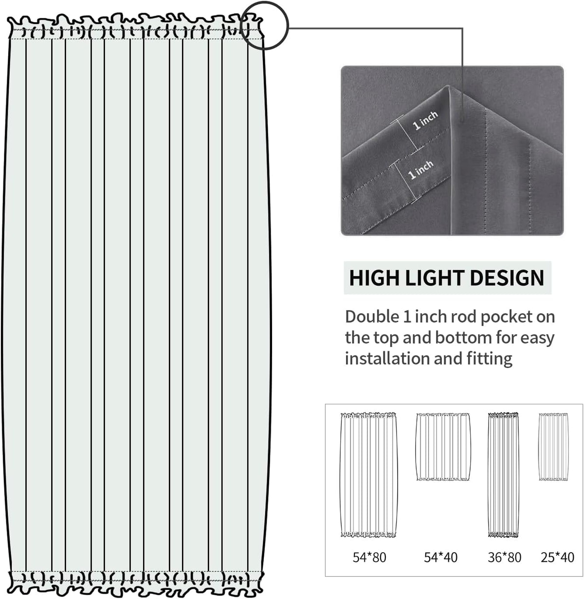 DWCN French Door Curtains – Rod Pocket Thermal Blackout Curtain for Doors with Glass Window