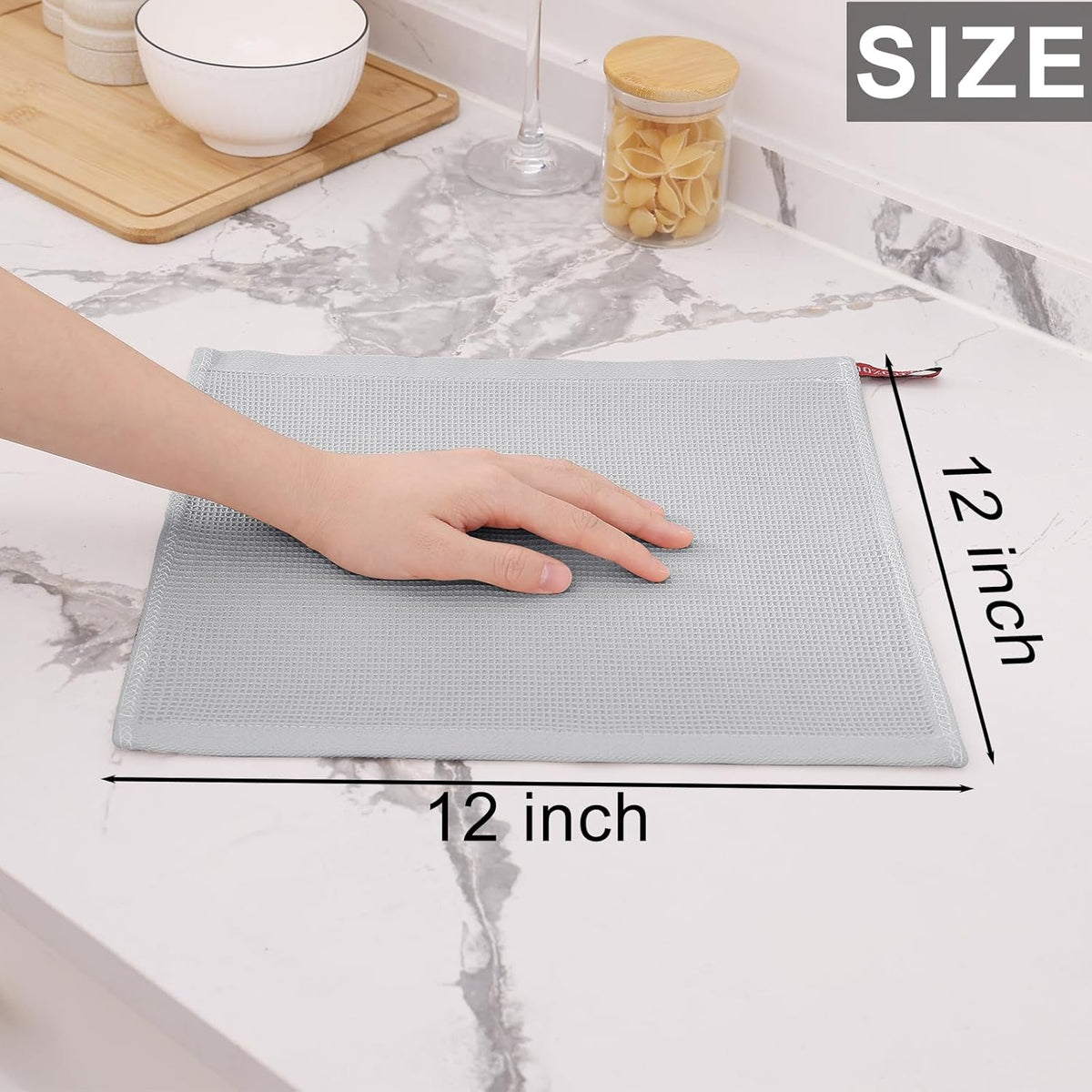 Homaxy 100% Cotton Waffle Weave Dish Cloths - 12 Pack Soft and Absorbent Dish Towels - 12 x 12