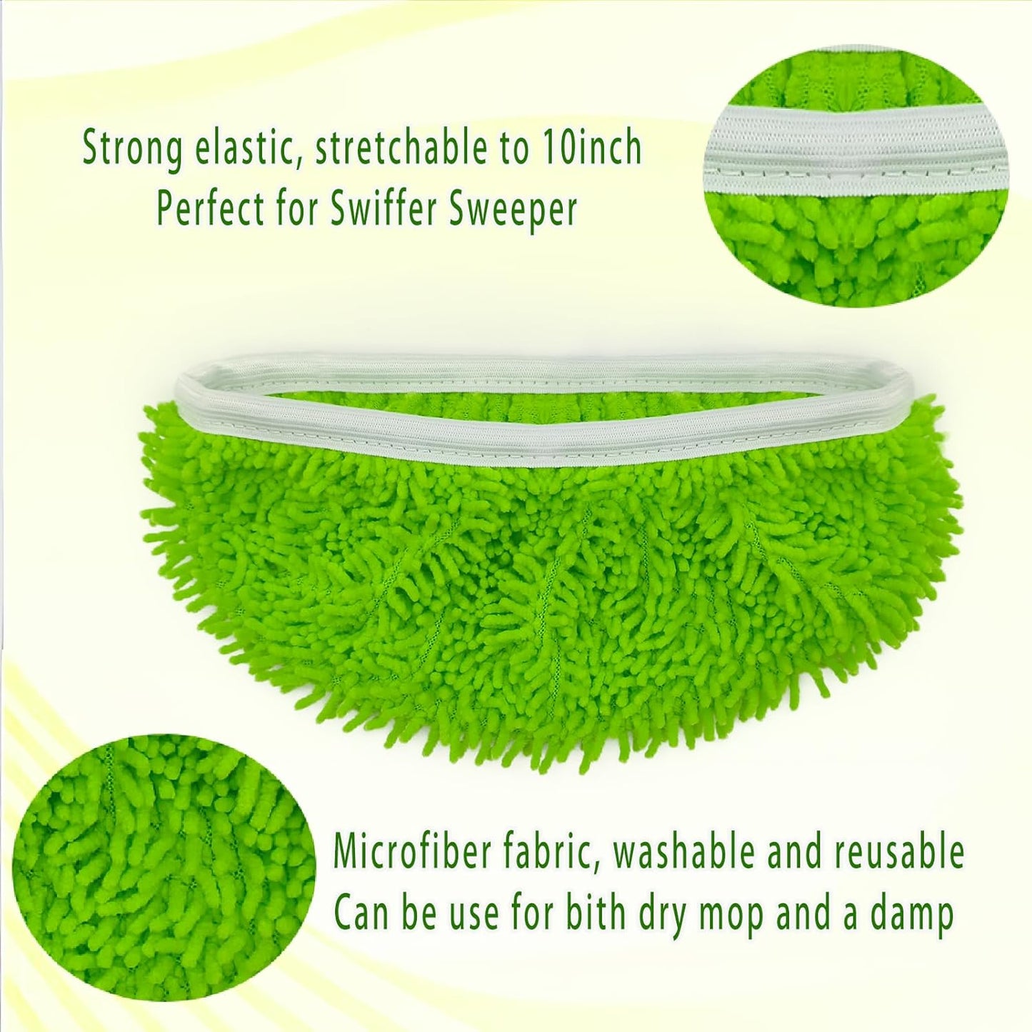 8PCS Reusable Microfiber Mop Pads Washable Wet Pads Compatible with Swiffer Sweeper Refills Pads