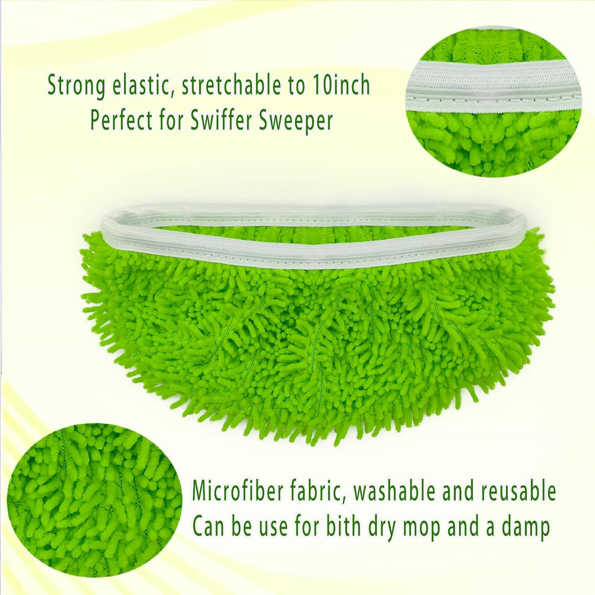 8PCS Reusable Microfiber Mop Pads Washable Wet Pads Compatible with Swiffer Sweeper Refills Pads