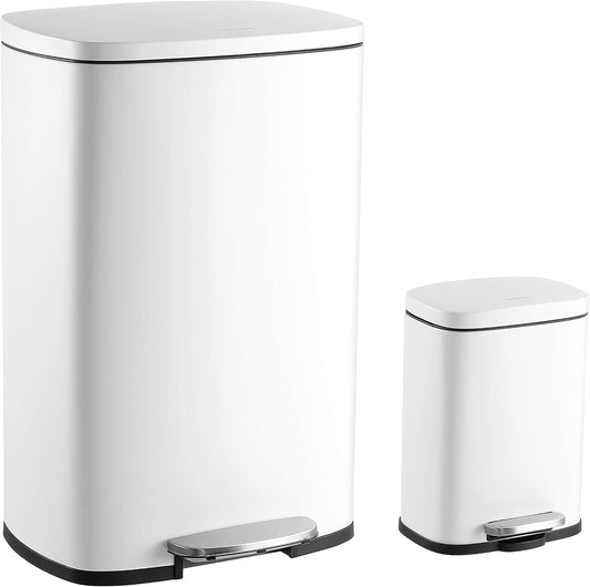 happimess HPM1006C Connor Rectangular Trash Can with Soft-Close Lid and Free Mini Trash Can, Modern
