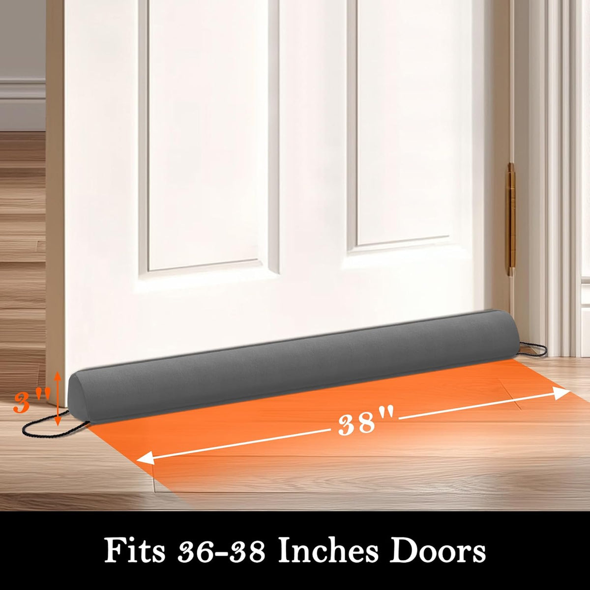 Sunolga 38" Door Draft Stopper Blocks Hot and Cold Air with Removable Washable Cover for Gaps Up to