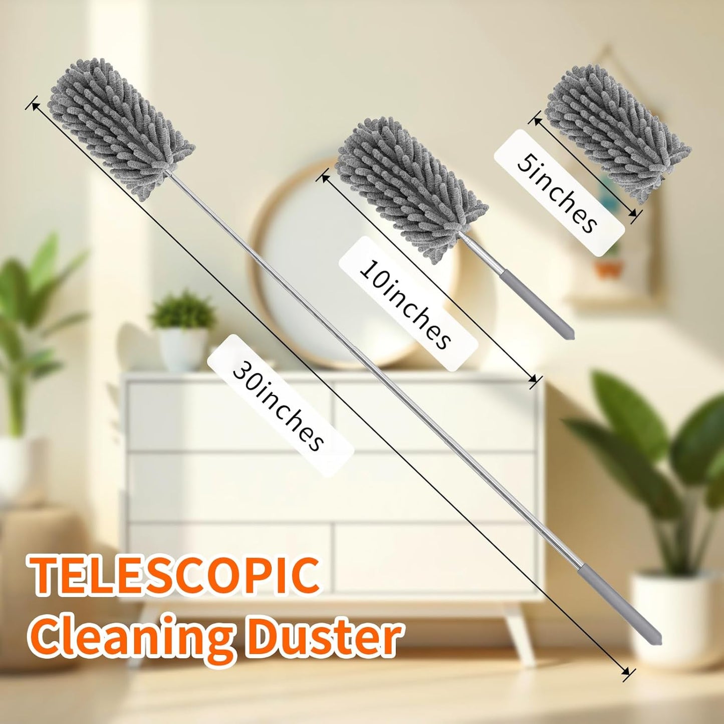 Mini Duster for Cleaning, 360° Bendable Hand Dusters with Extension Pole, Washable Small Duster for