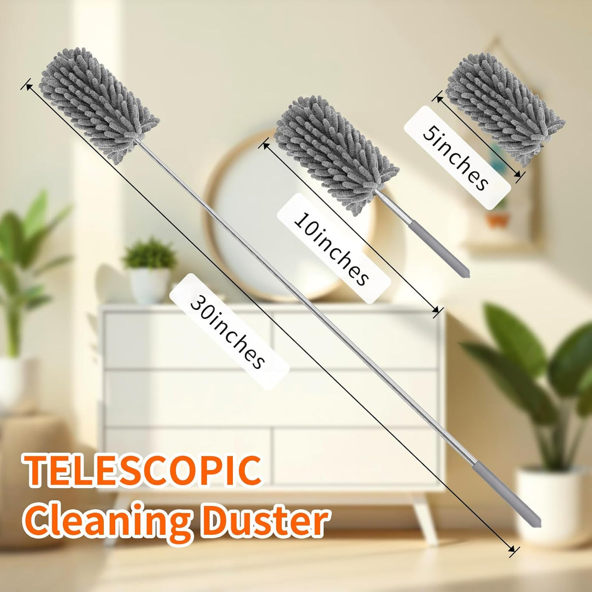 Mini Duster for Cleaning, 360° Bendable Hand Dusters with Extension Pole, Washable Small Duster for