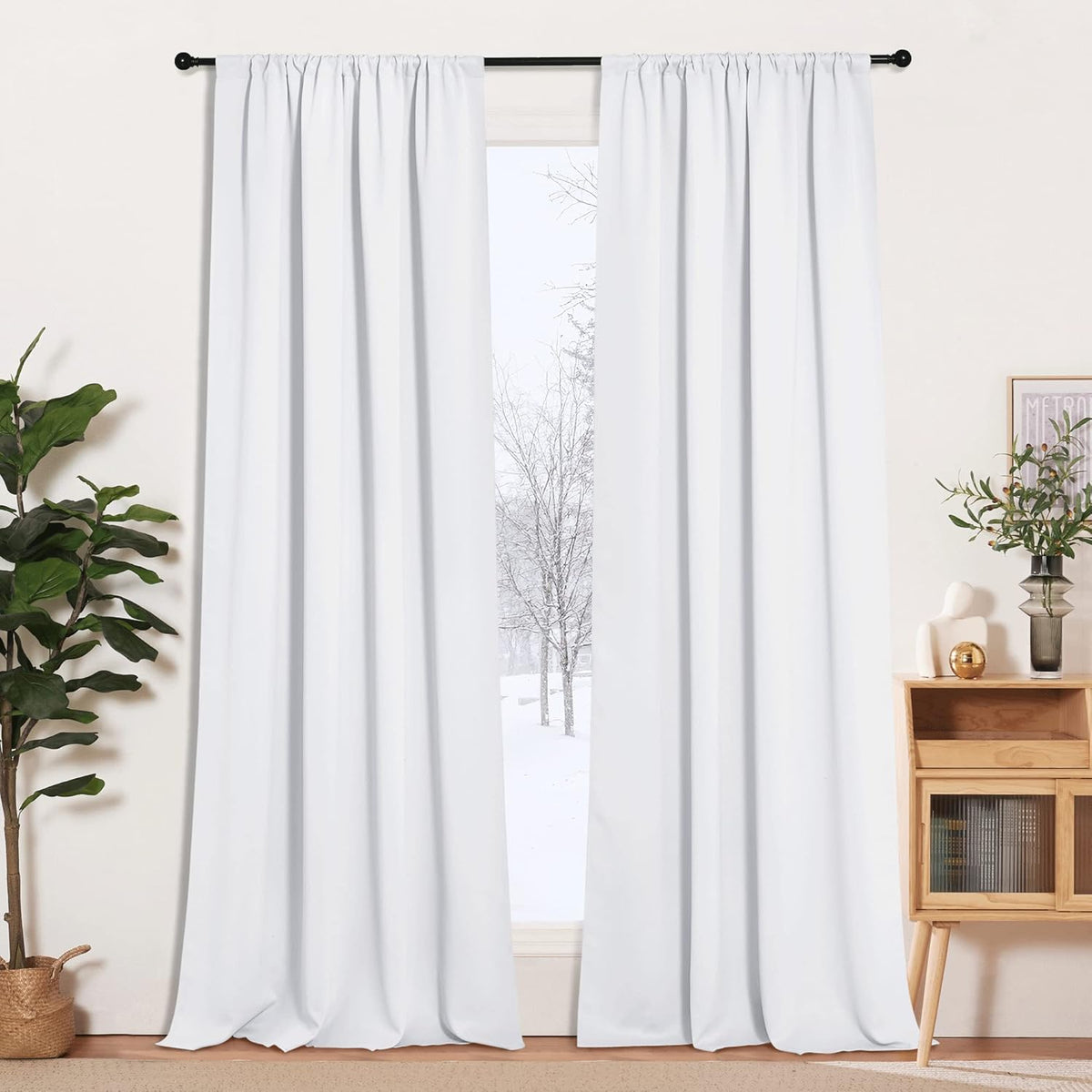 RYB HOME Blackout Curtains for Living Room, Large Window Shades for Bay Window Dining Parlor