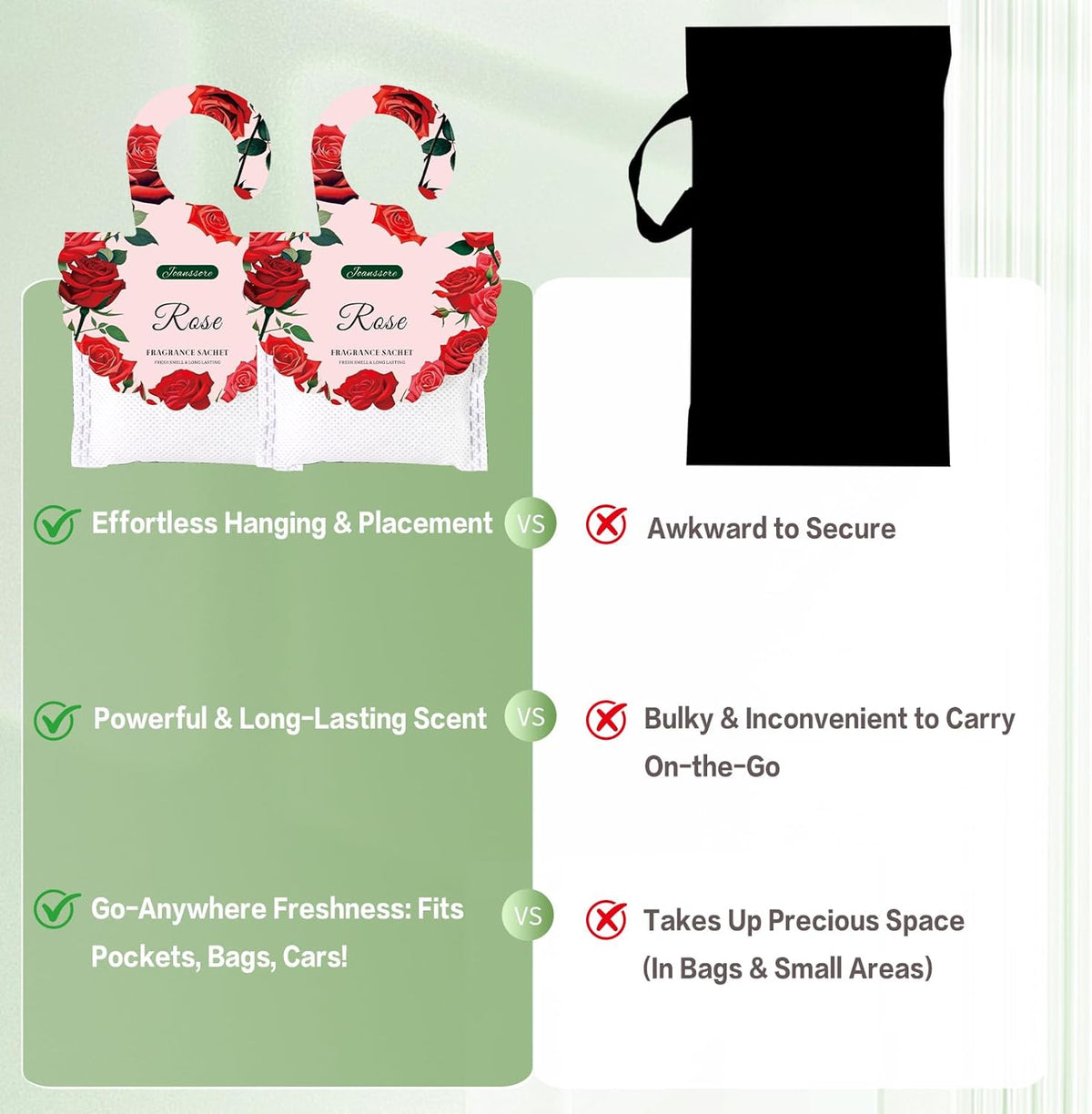 15 Packs Rose Scented Sachets Bag for Drawers and Closets, Air Freshener for Home Fragrance Sachet