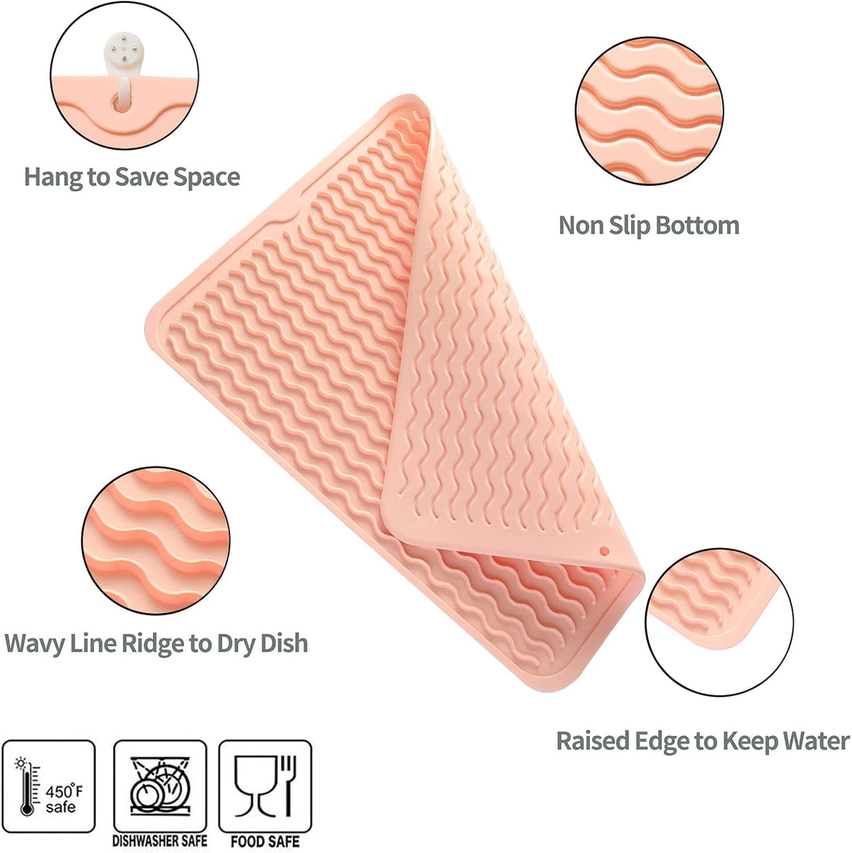 Silicone Dish Drying Mat for Multiple Usage,Easy clean,Eco-friendly,Heat-resistant Silicone Mat for