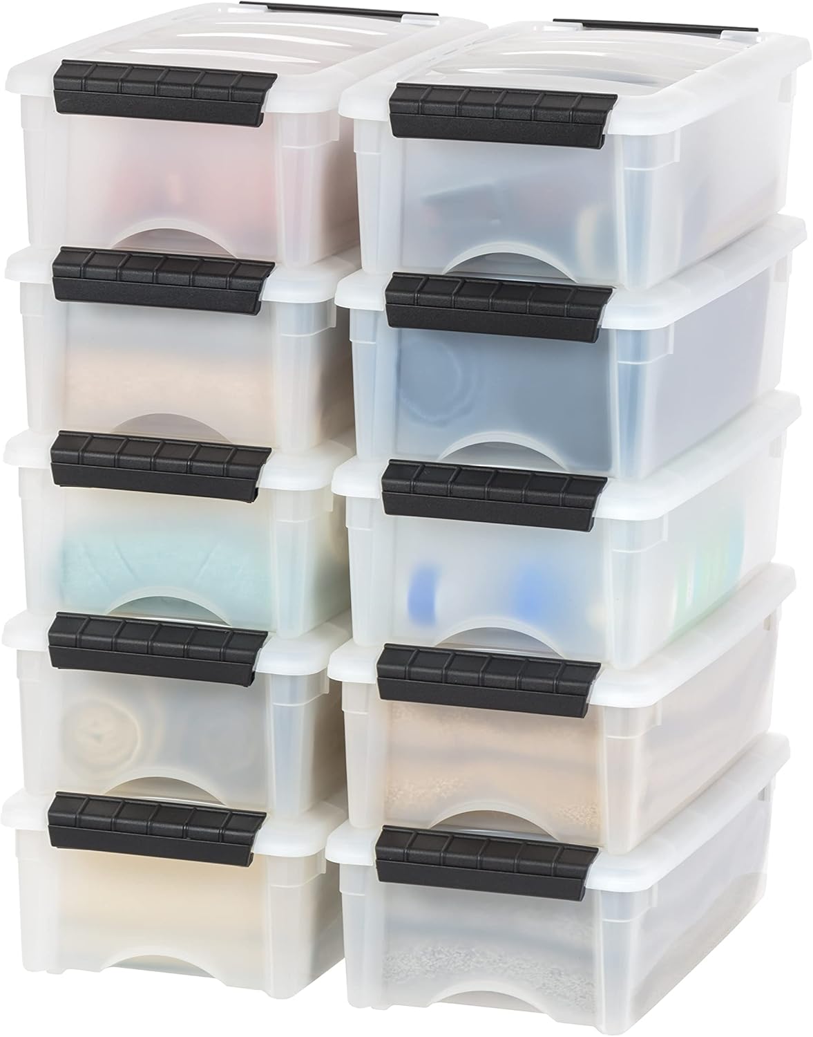 IRIS USA 6 Qt Stackable Plastic Storage Bins with Lids, 10 Pack - BPA-Free, Made in USA - Discreet