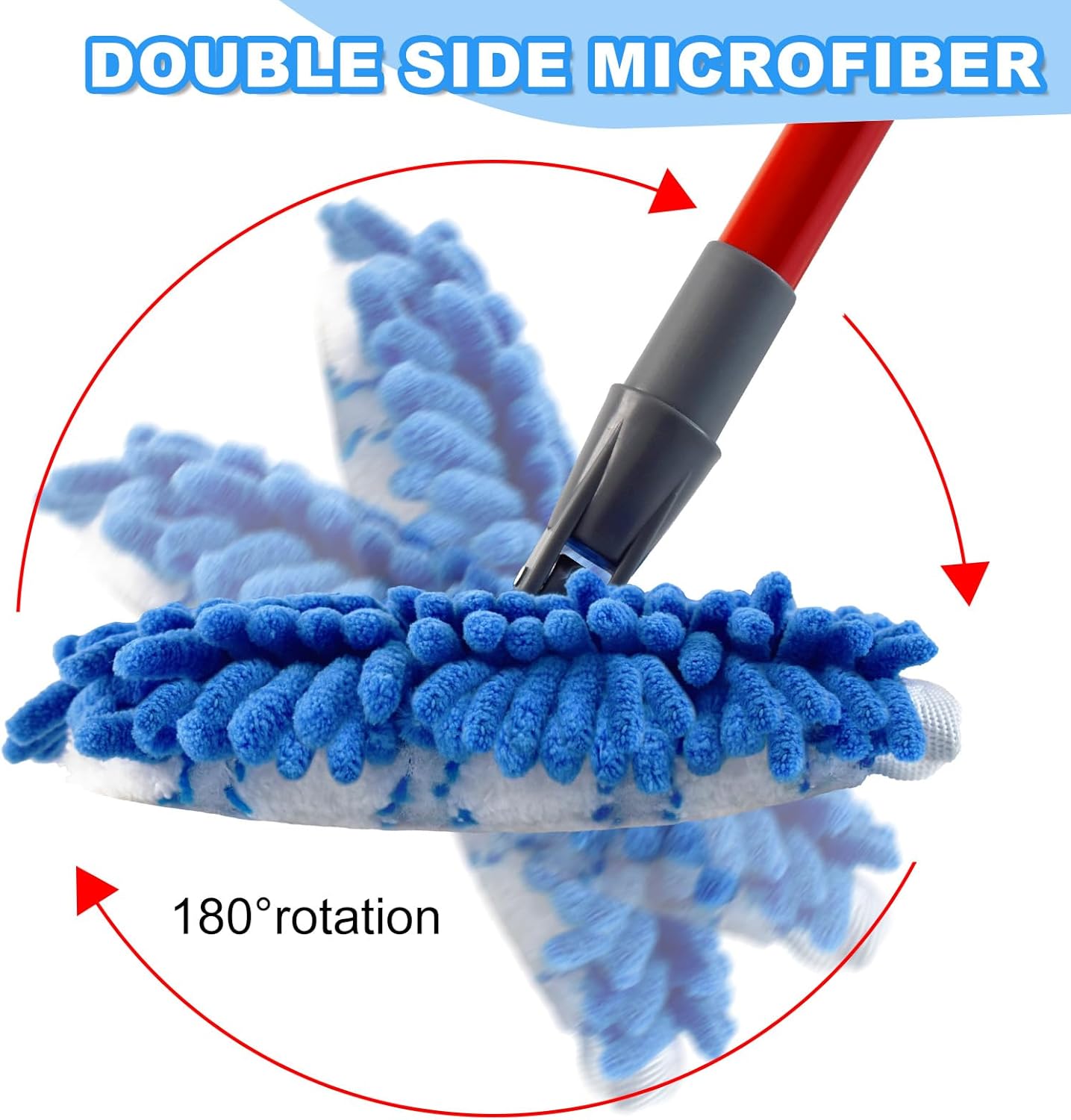 Microfiber Mops for Floor Cleaning, Flat Mop with 3 Reusable Pads and Extendable 58" Long Handle