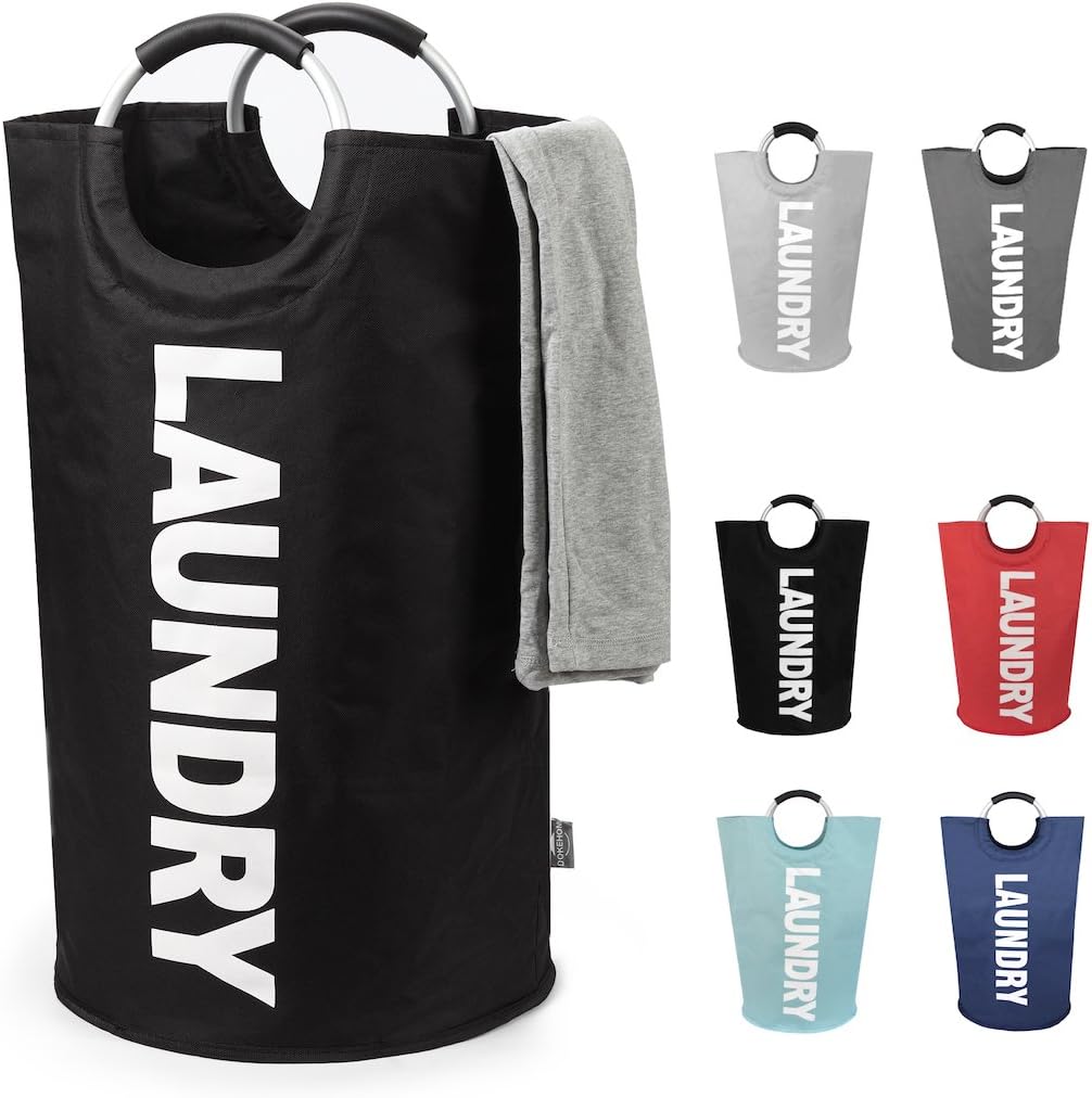 DOKEHOM 125L X-Large Laundry Basket, Collapsible Laundry Bag, Freestanding Tall Clothes Hamper