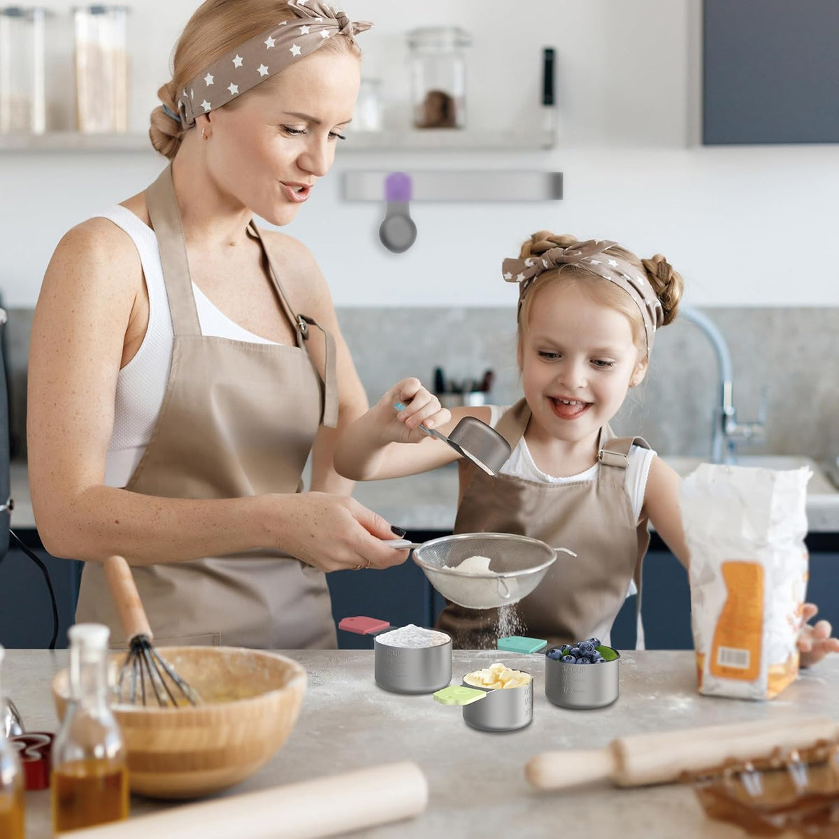 Magnetic Measuring Cups, 6 Stainless Steel Nesting Measuring Cup Set for Measuring Dry or Liquid
