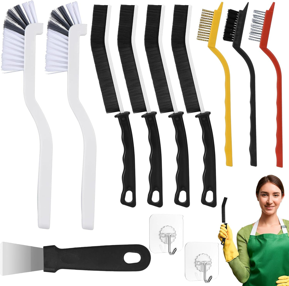 Crevice Cleaning Brush,12 Pcs Cleaning Supplies Cleaning Brush Tools,Hard Bristle Cleaning Brushes